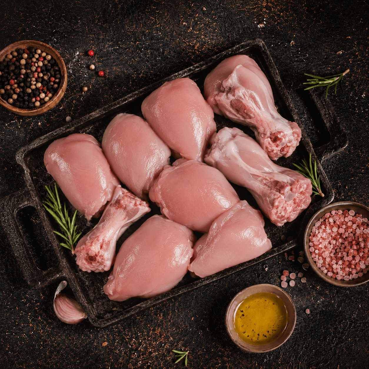 Curry cut chicken pieces