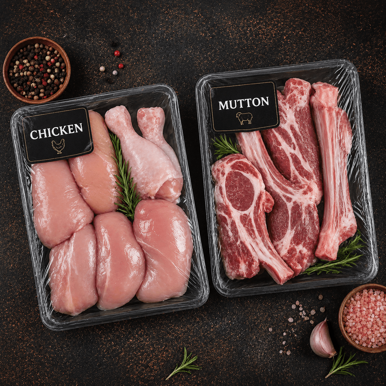 Premium packaged chicken and mutton